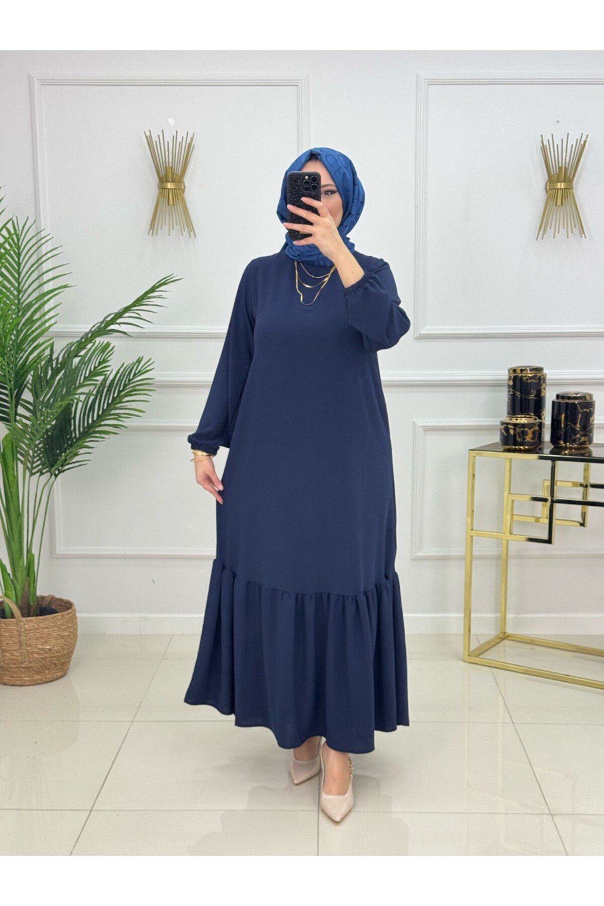 Enans Design Kadın Tesettür Elbise Eteği Fırfırlı