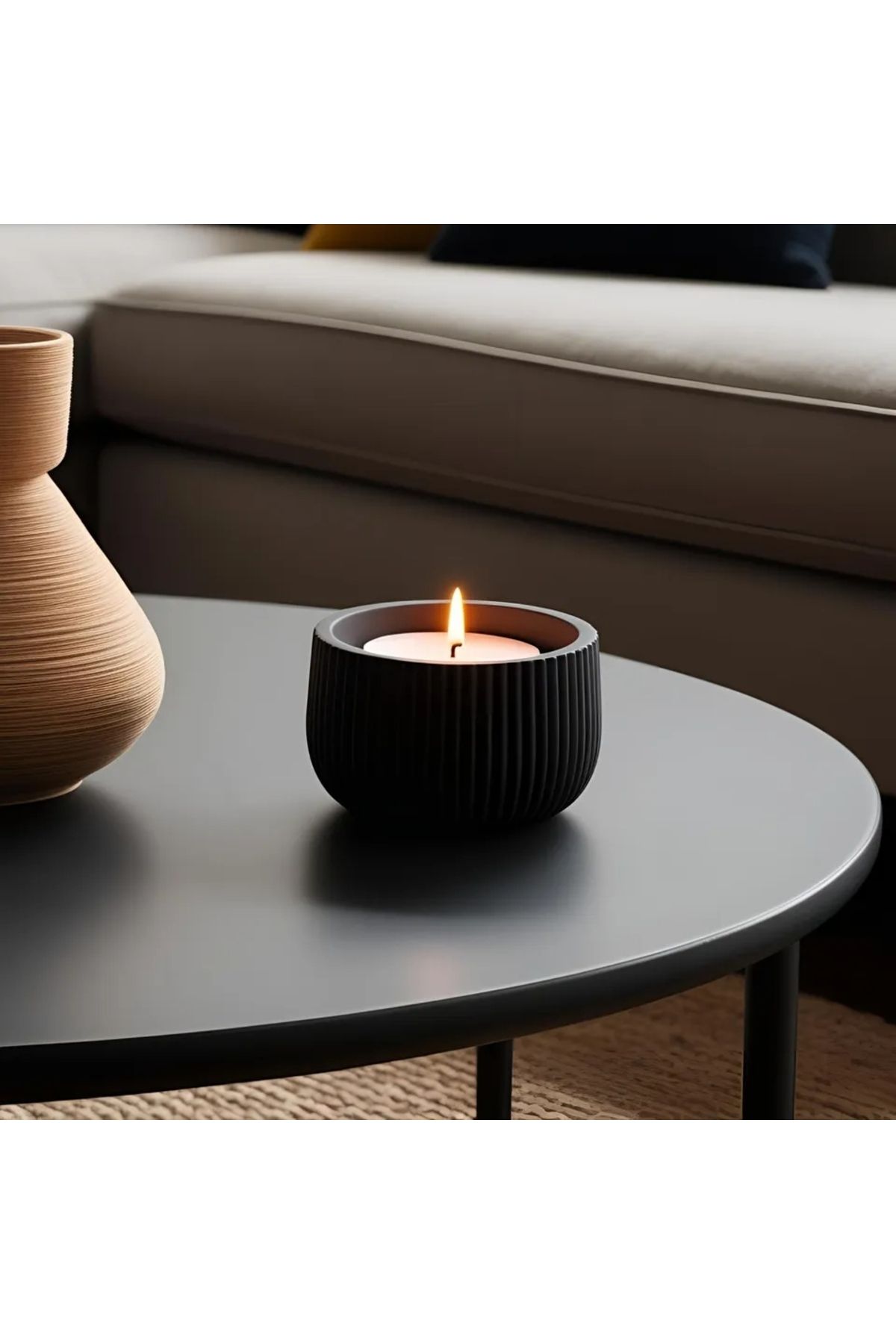 Cypnova Modern Çizgili Tealight Mumluk – Şık ve Minimalist Tasarım