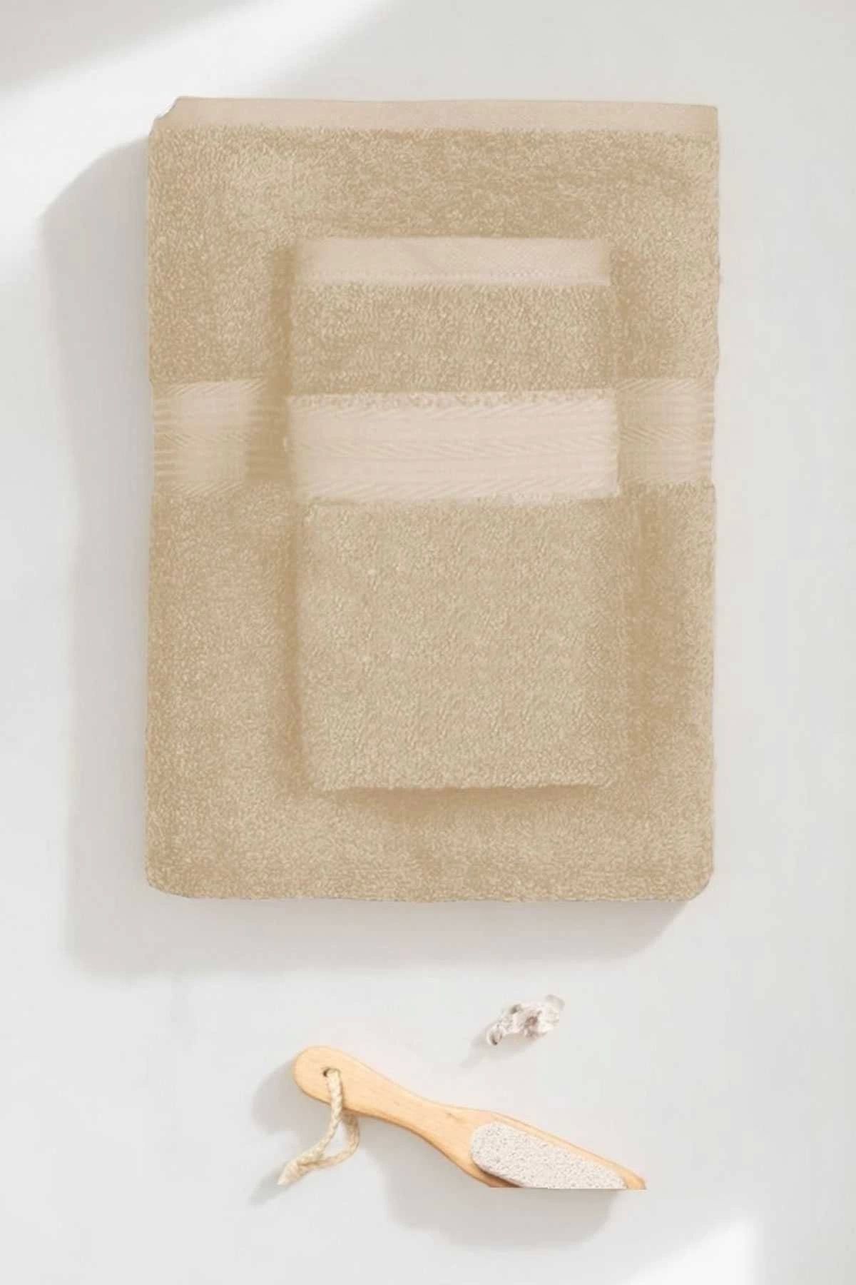 Mira Home 2 Parça Battal Lüks Premium Banyo Spa Havlu Takımı 90x170 Cm Bej