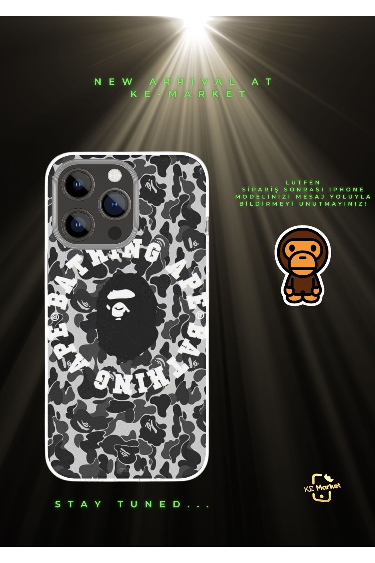 SOFTCASE Bape Series Iphone Tasarım Kılıf (LÜTFEN MESAJ YOLUYLA TELEFON MODELİNİZİ YAZINIZ)