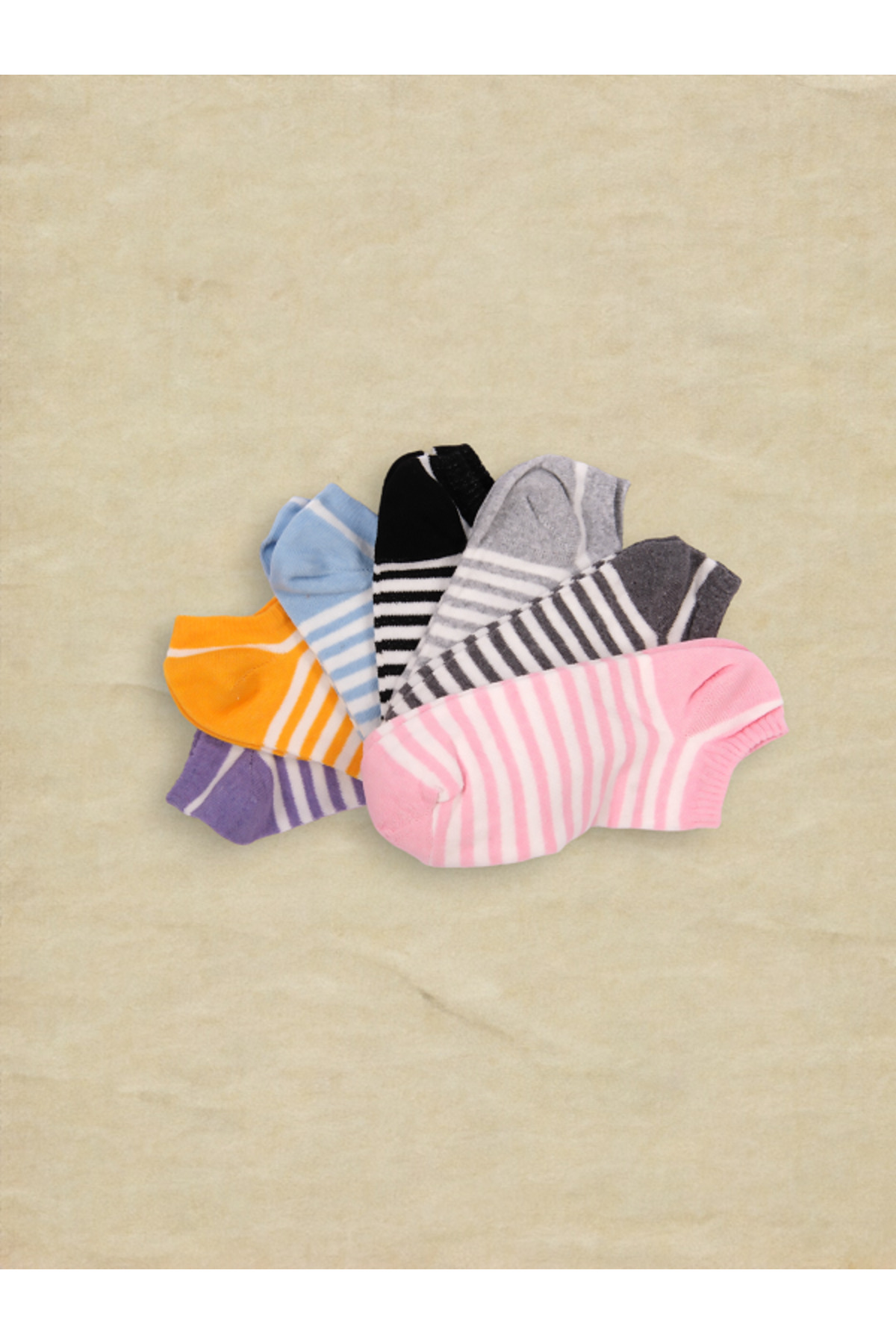 Black Arden Socks Renkli Kız Çizgili Desenli Çocuk Patik Seti 7'li Okul Günlük Mevsimlik fotoğrafı 2 (önizleme)