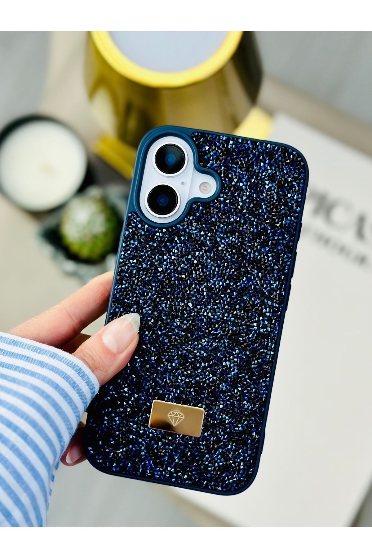 Go Aksesuar Iphone 16 Uyumlu ELMAS Tasarımlı Taşlı Işıltılı Parlak Pırlanta Silikon Kılıf