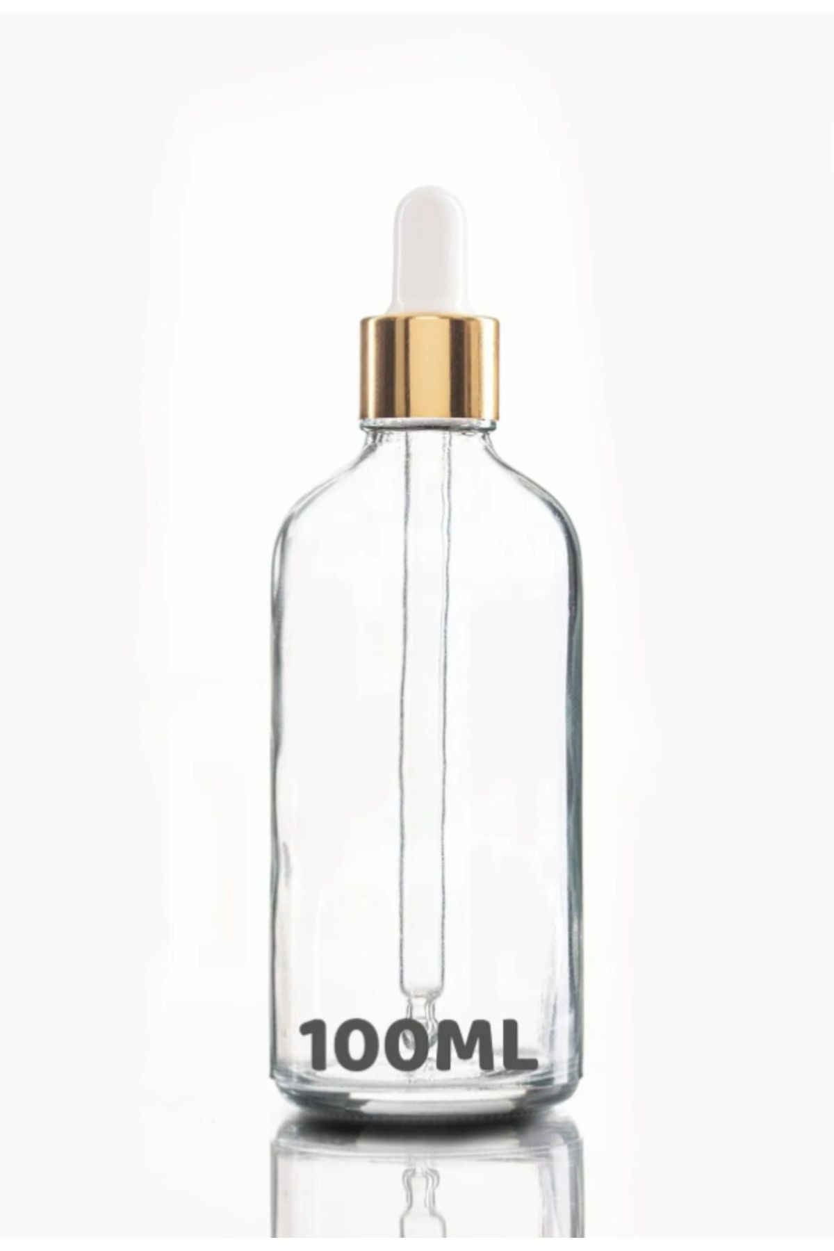 makrobay 100 Ml Damlalıklı Gold Metal Başlıklı Şeffaf Cam Şişesi 10 Adet