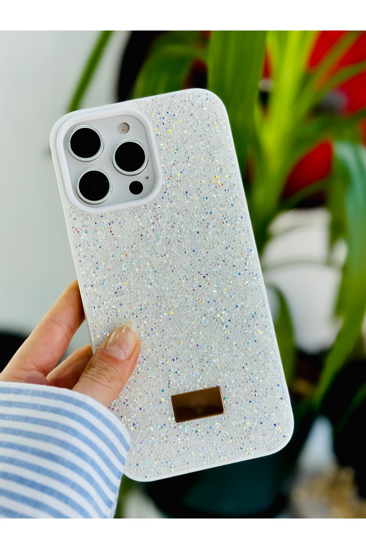 Go Aksesuar Iphone 16 Promax Uyumlu ELMAS Tasarımlı Taşlı Işıltılı Parlak Pırlanta Silikon Kılıf