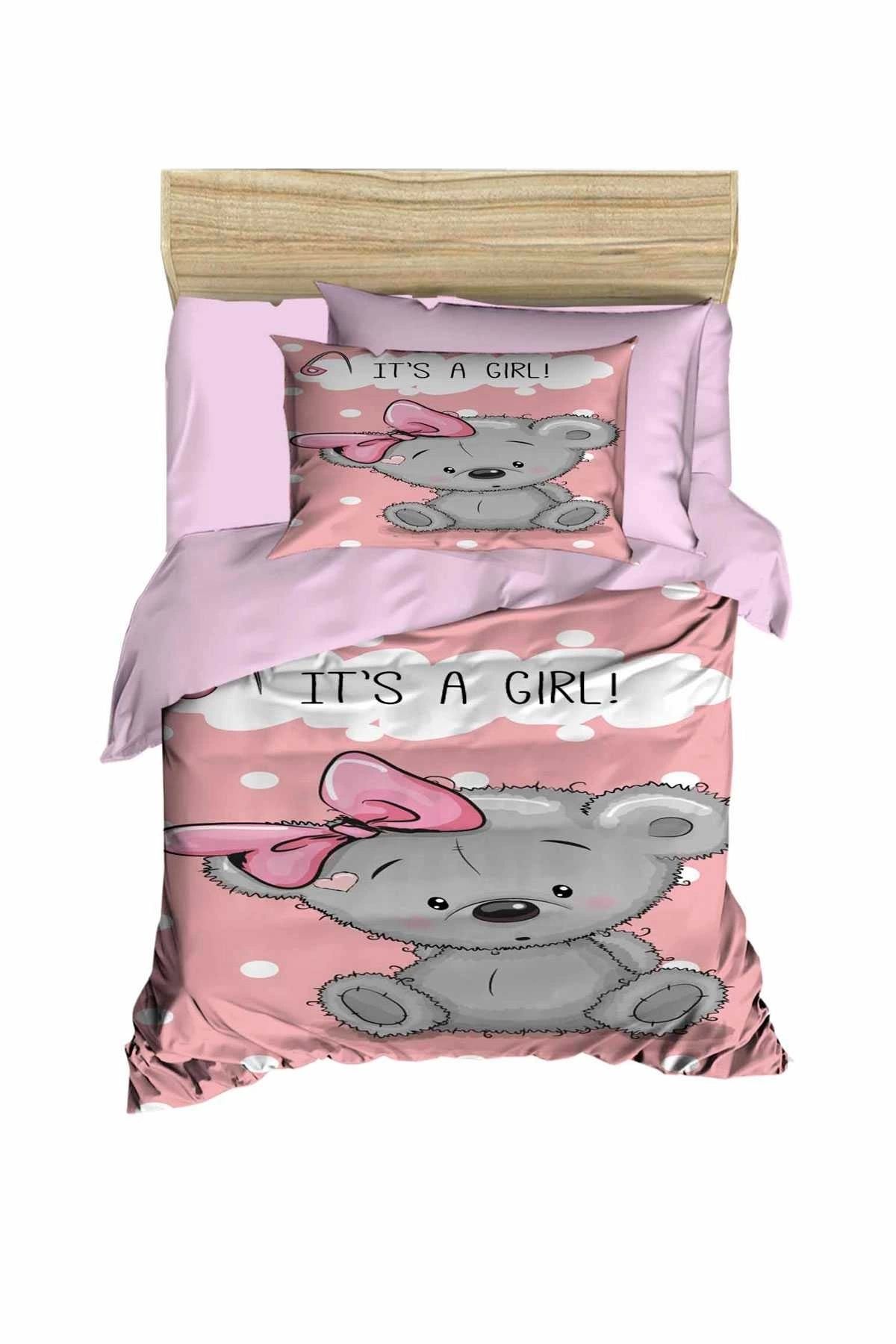 Mira Home Yenidoğan Kız Bebek Nevresim Takımı %100 Pamuklu İts A Girl