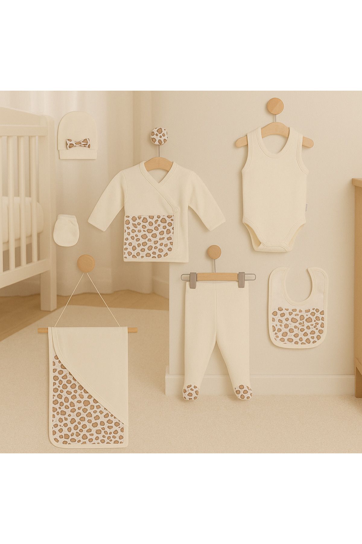 BEREKET BABY 7 Parça %100 Organik Pamuklu Yenidoğan Bebek Hastane Çıkışı Seti 0-3 AY