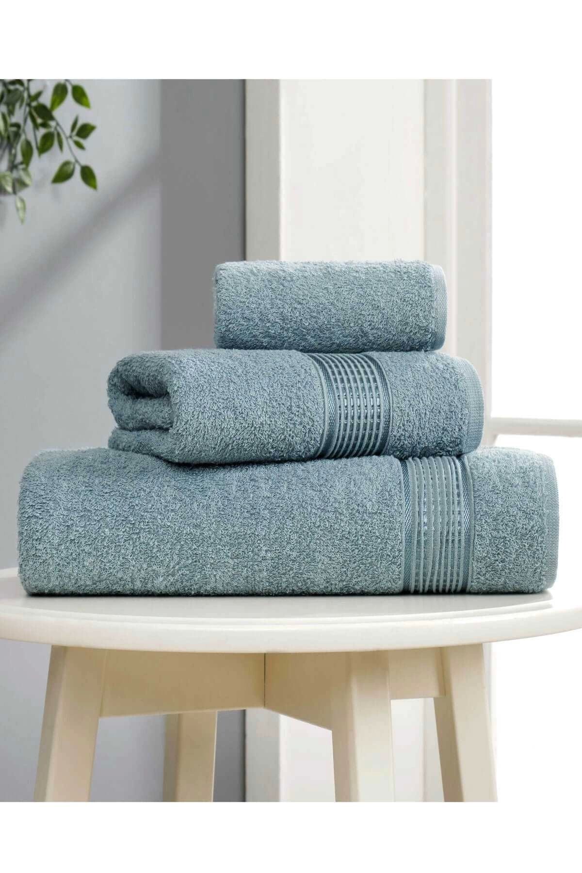 Mira Home 3 lü Banyo Havlusu Seti Pamuklu Ritim Mint