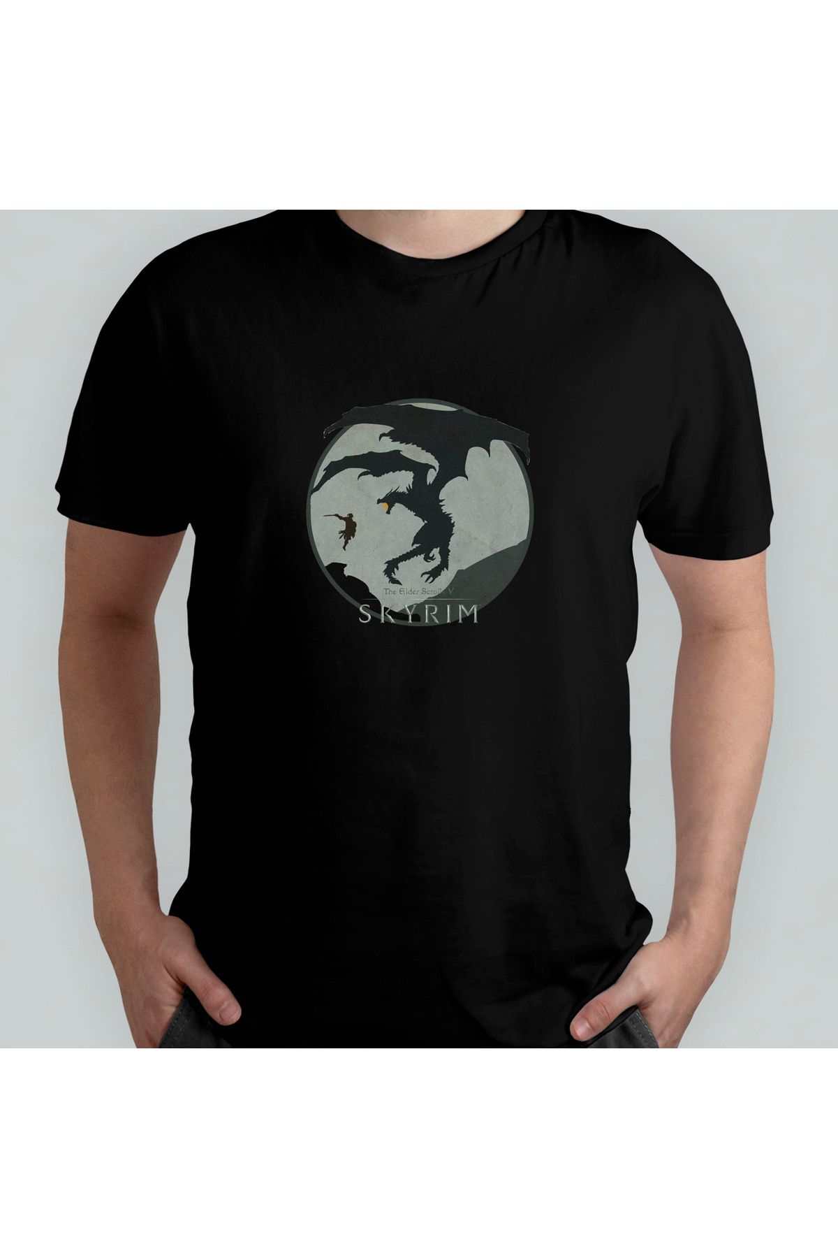 Pixxa The Elder Scrolls V Skyrim Unisex %100 Pamuklu Bisiklet Yaka T-Shirt Model 5