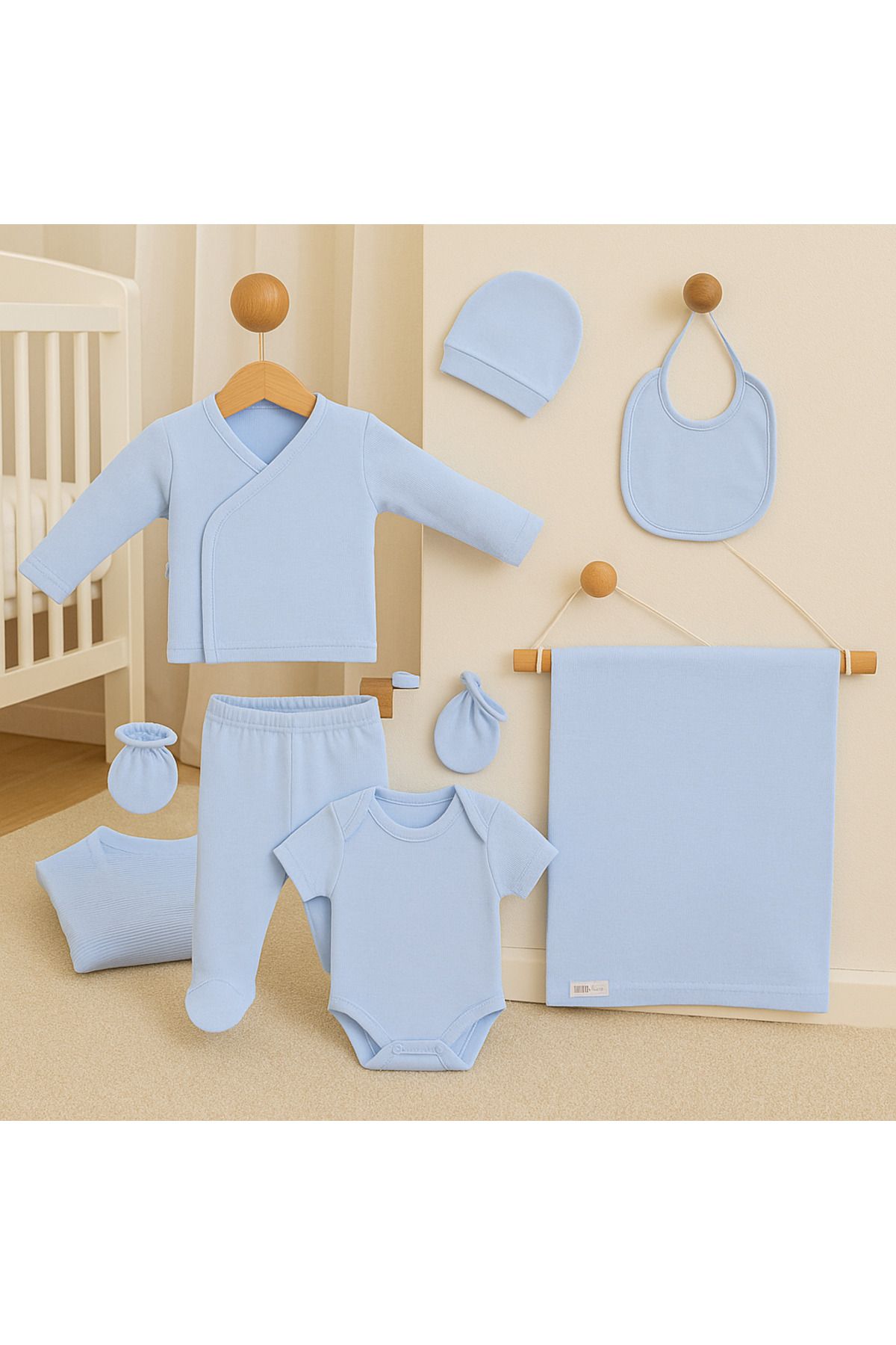 BEREKET BABY 7 Parça %100 Organik Pamuklu Yenidoğan Bebek Hastane Çıkışı Seti 0-3 AY