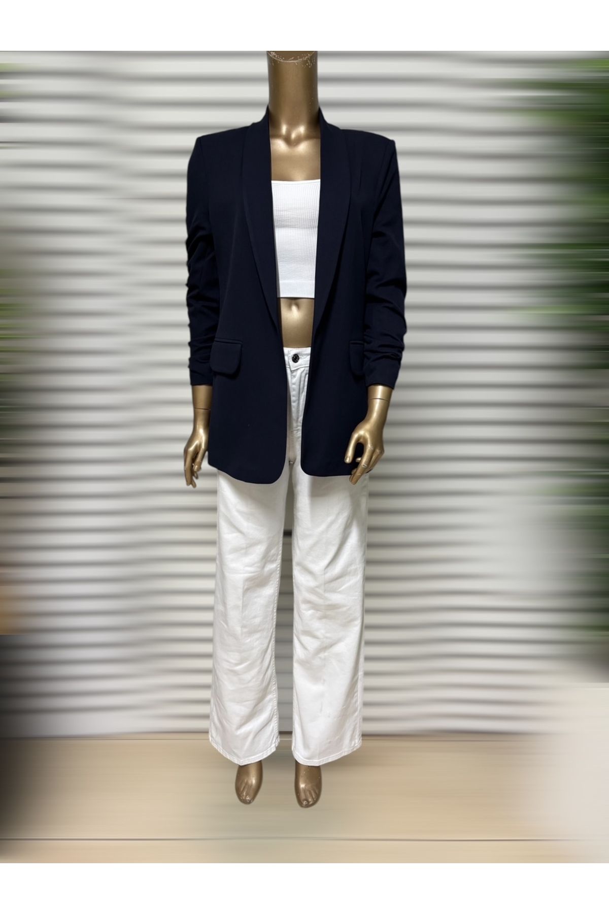 SEMİZ GİYİM Semiz Giyim Kolu Büzgülü Blazer Ceket