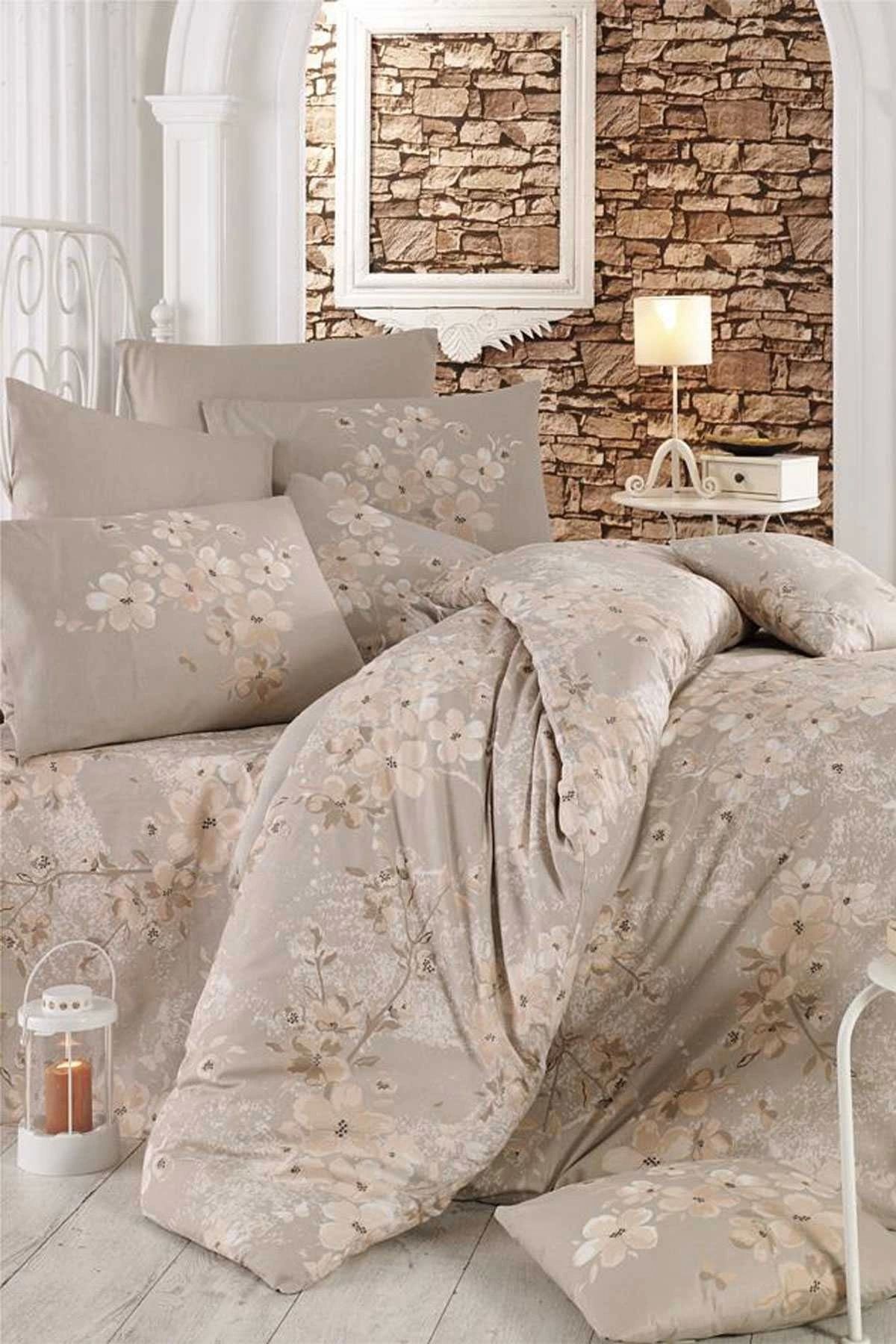 Mira Home Çift Kişilik Nevresim Takımı Pamuklu Bej Bahar