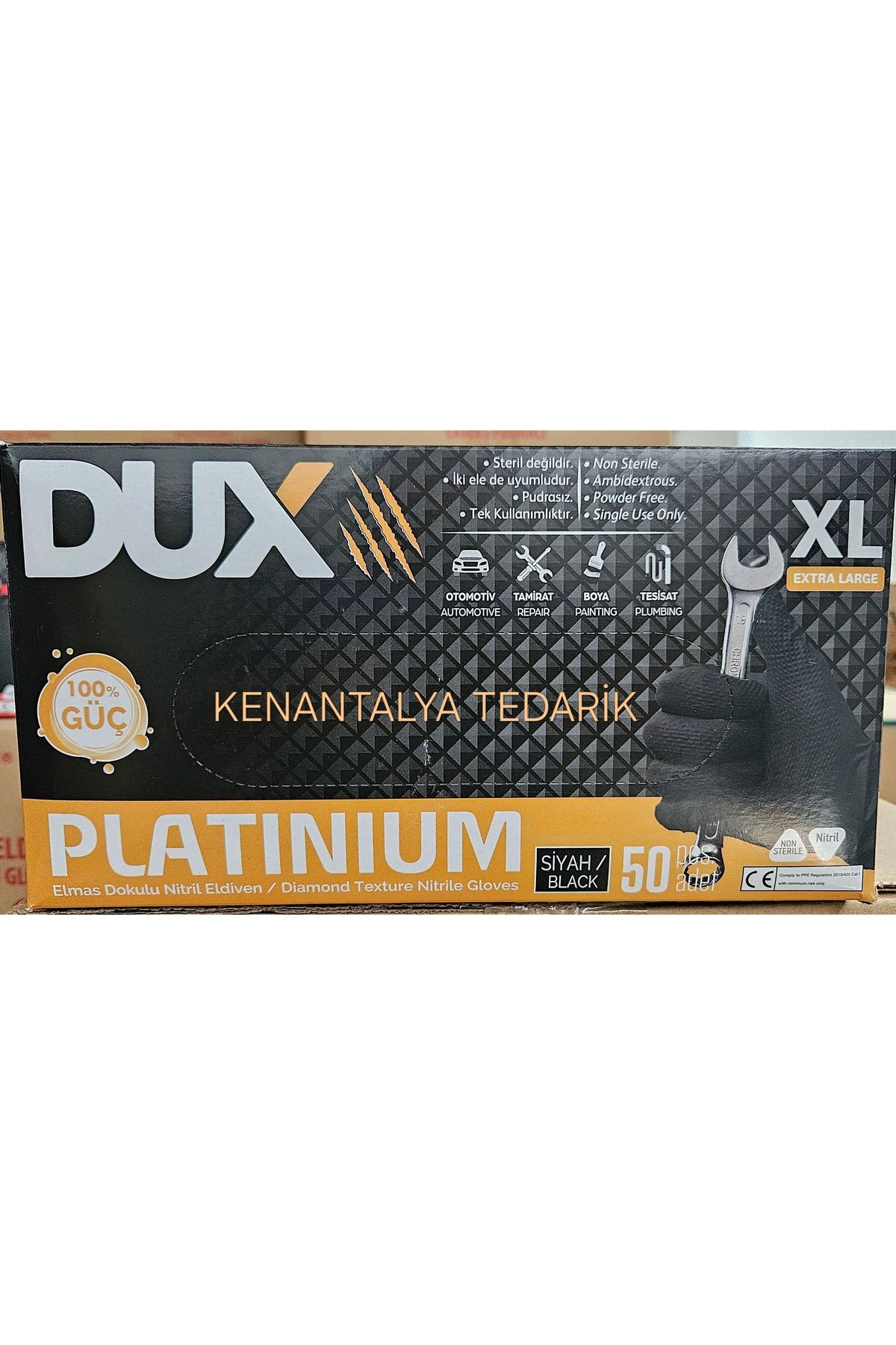 DUX Siyah elmas yüzey Nitril Eldiven XL 20 paket 1koli