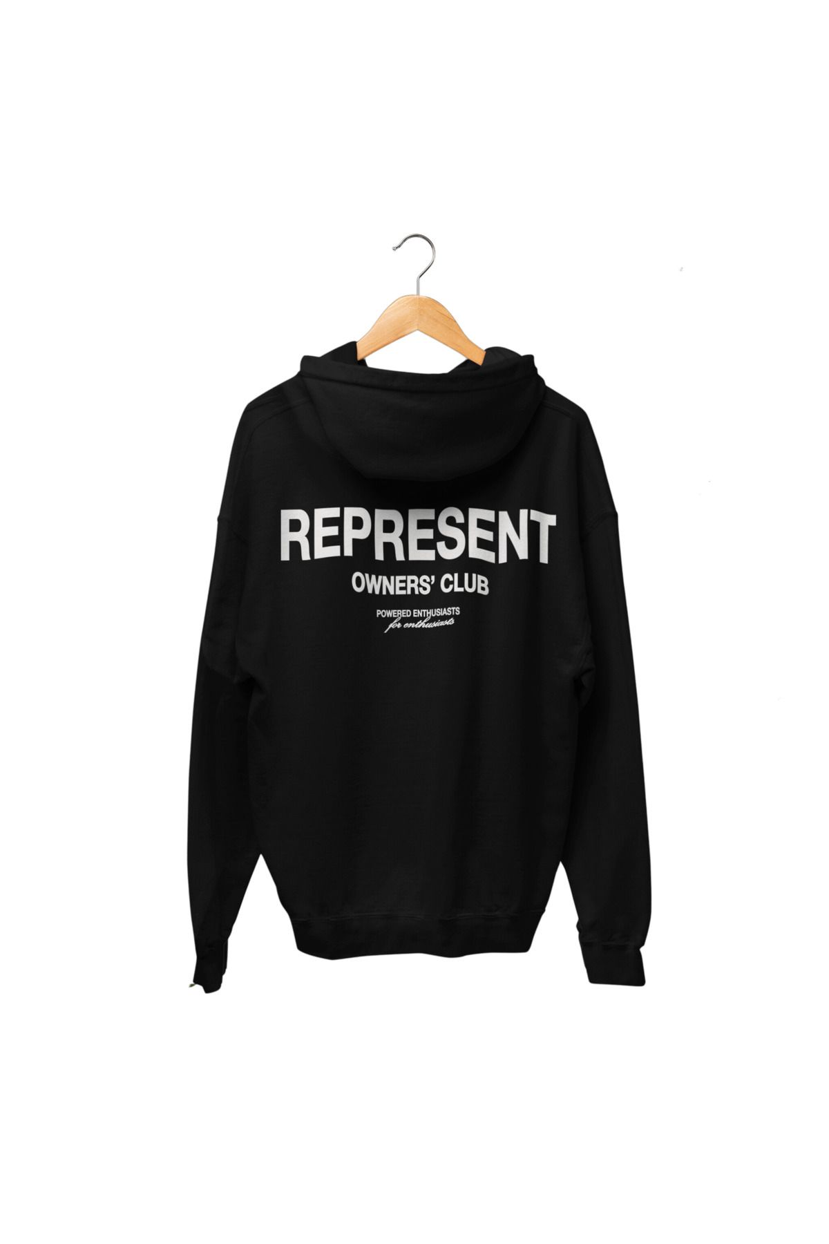 ick artwear REPRESENT BASKILI SİYAH 3 İP ŞARDONLU KAPÜŞONLU SWEATSHİRT