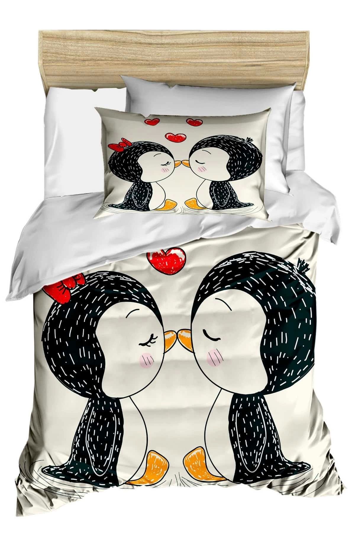 Mira Home Yenidoğan Kız Bebek Nevresim Takımı %100 Pamuklu Penguen