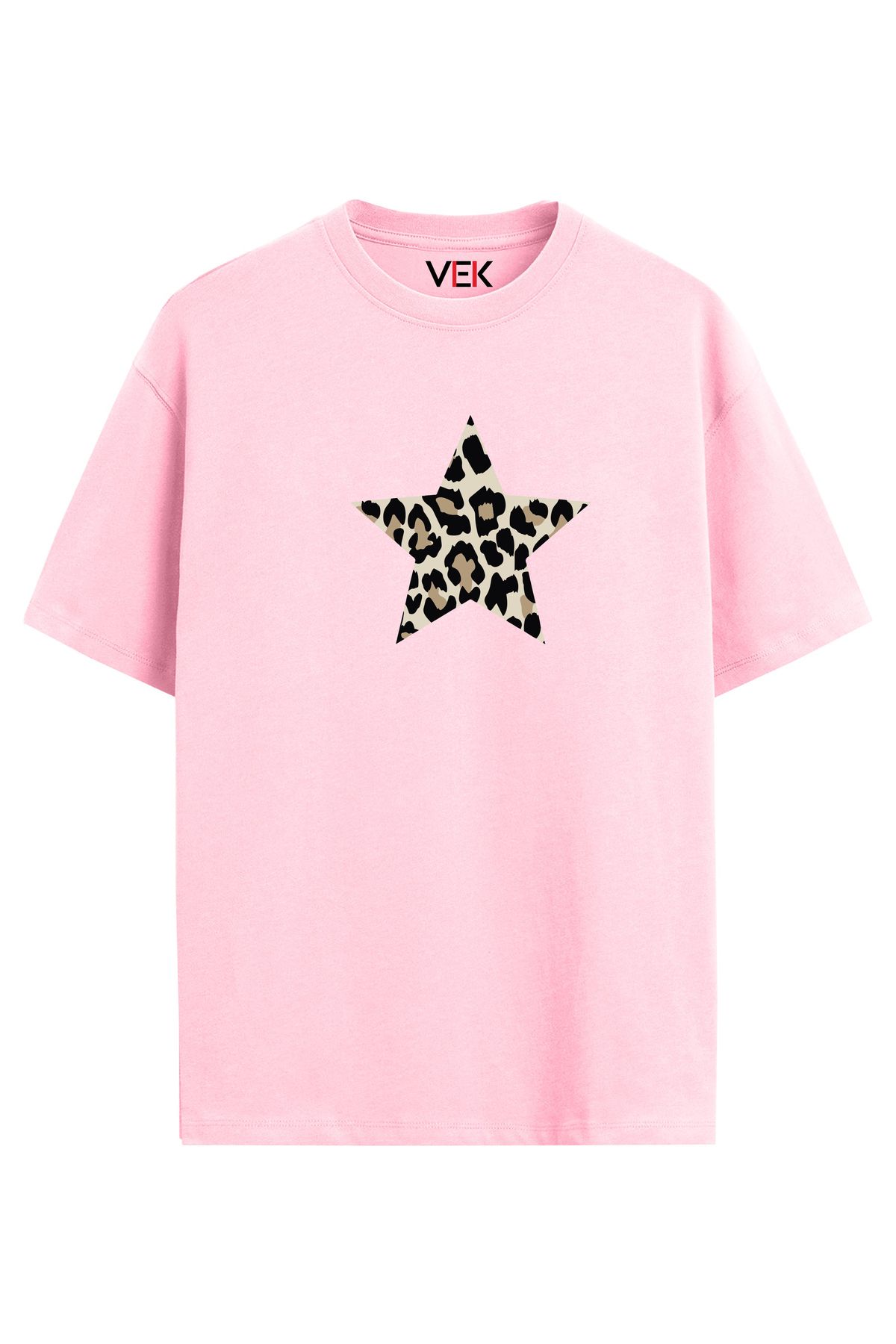 VEK Oversize T-Shirt Leopar Desenli Star