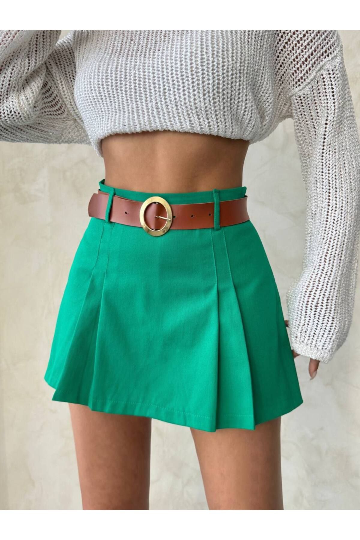 ZES COLLECTİONS Gabardin Pileli Şort Etek