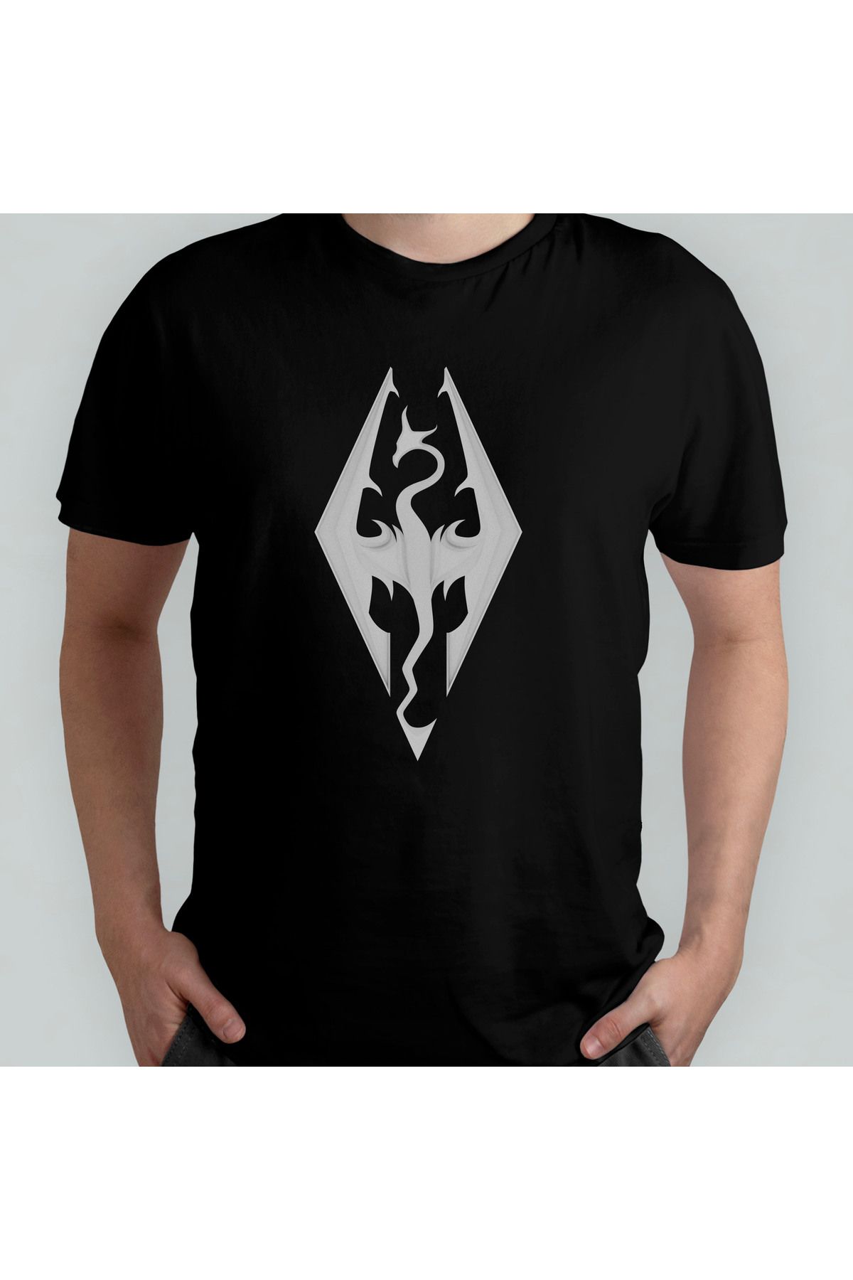 Pixxa The Elder Scrolls V Skyrim Unisex %100 Pamuklu Bisiklet Yaka T-Shirt Model 1