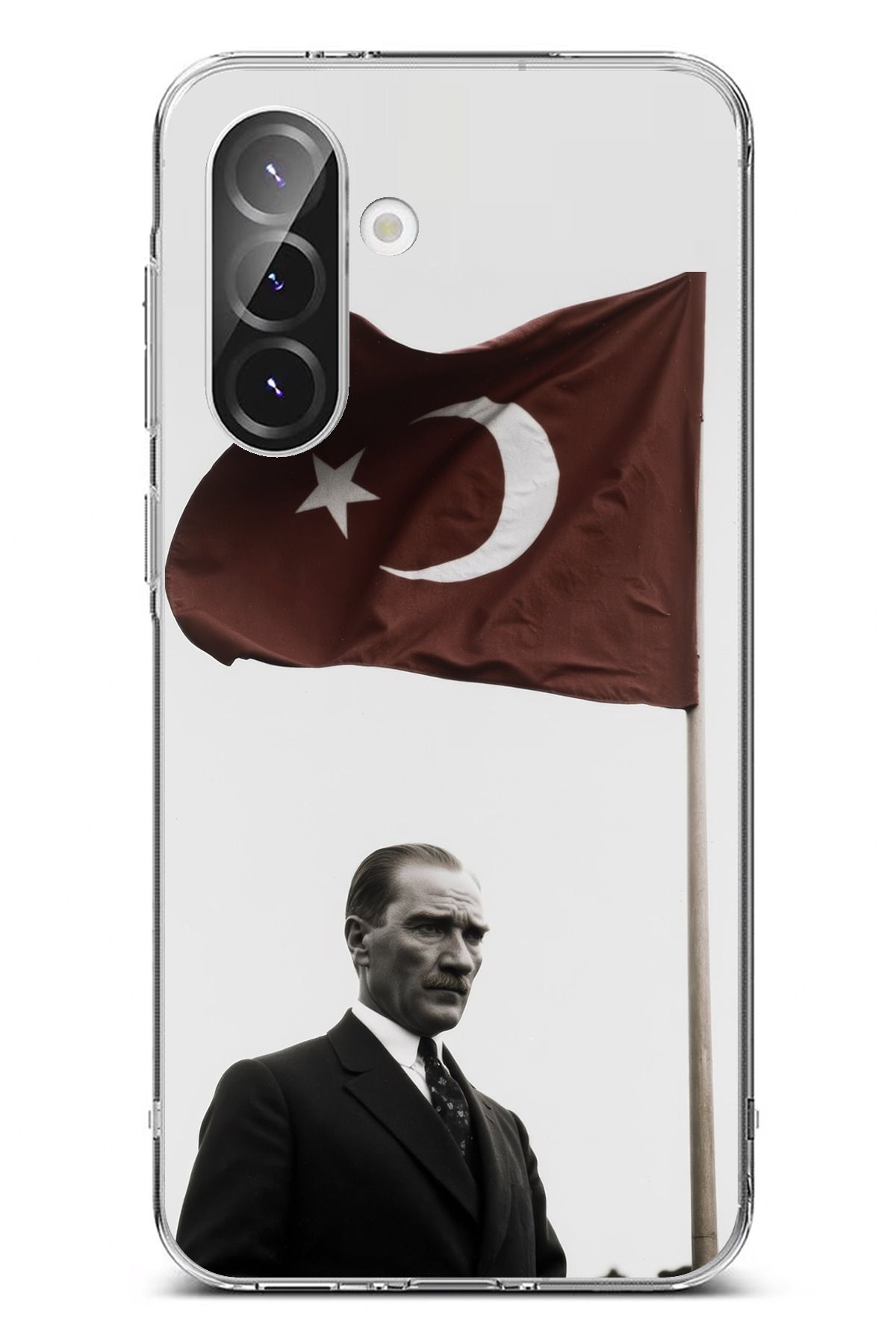 TechTree Galaxy A36 Uyumlu Atatürk Bayrak Şeffaf Silikon Kılıf