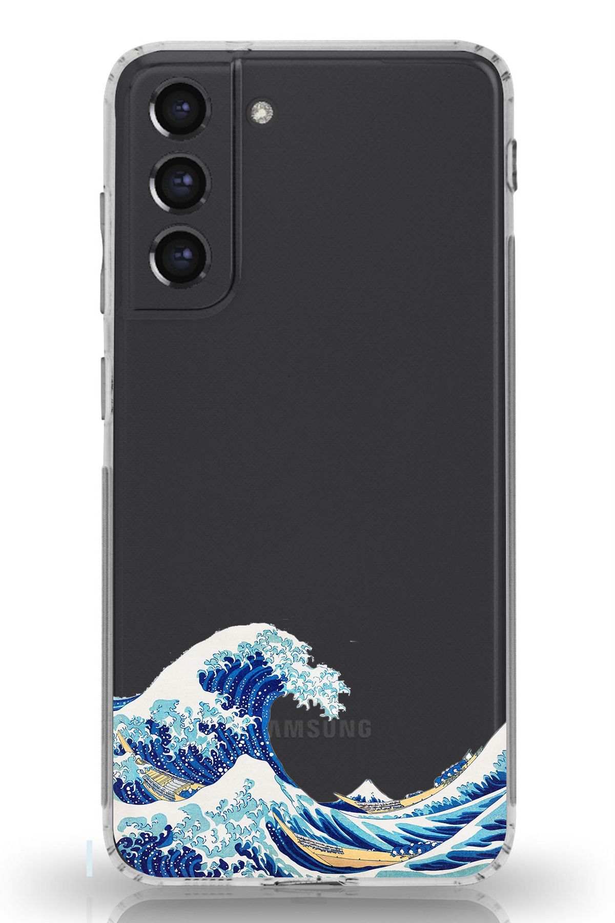 TechTree Galaxy S21 FE Uyumlu Kanagawa Oki Nami Ura Dalgası Tasarımlı Şeffaf Silikon Kılıf