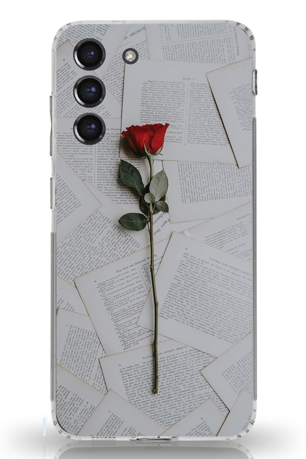 TechTree Galaxy S21 FE Uyumlu Kırmızı Gül Şeffaf Silikon Kılıf