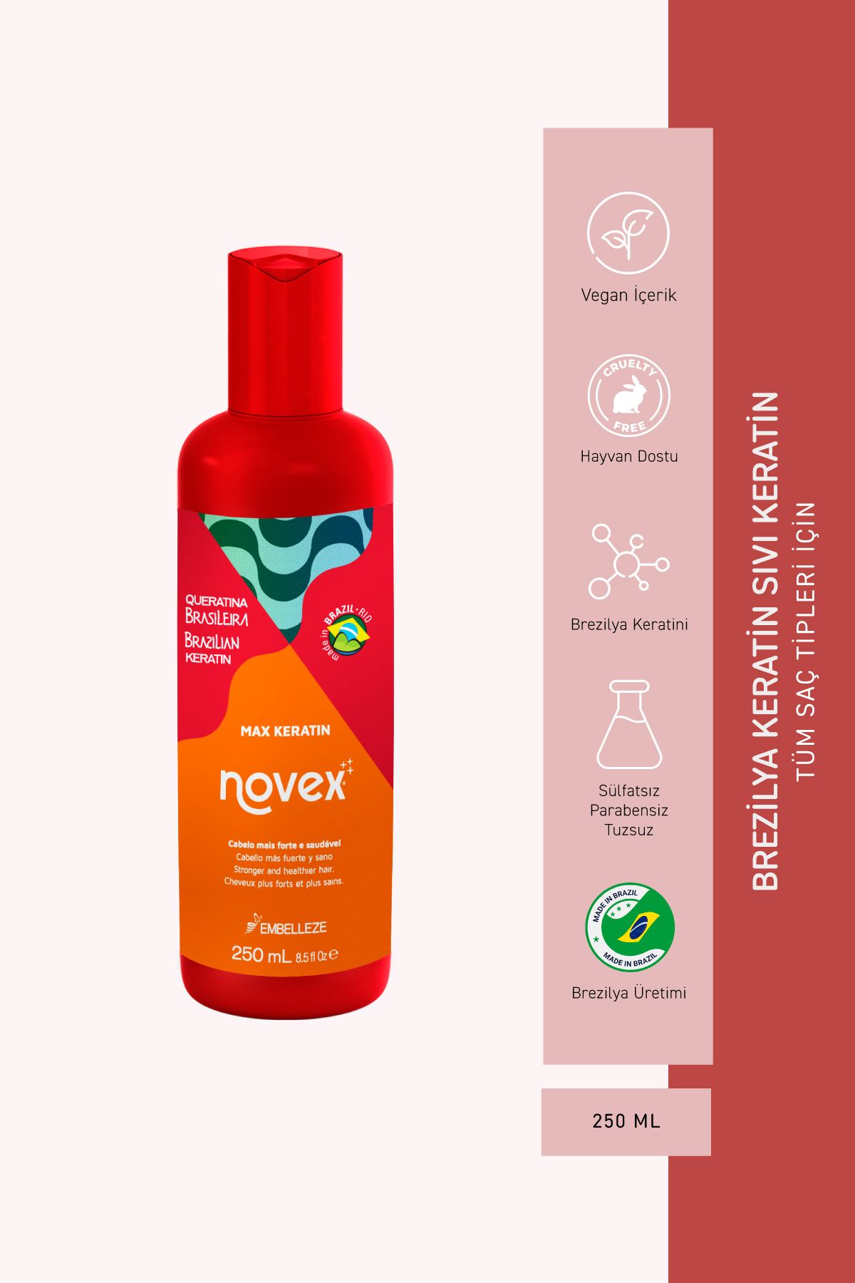 Brezilya Keratin - Kurumuş Ve Zarar Görmüş Saçlar Için Konsantre Sıvı Keratin 250ml