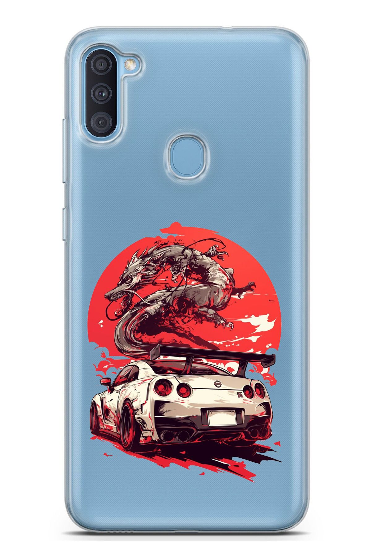 TechTree Galaxy A11 - M11 Uyumlu GTR Ejderha Tasarımlı Şeffaf Silikon Kılıf
