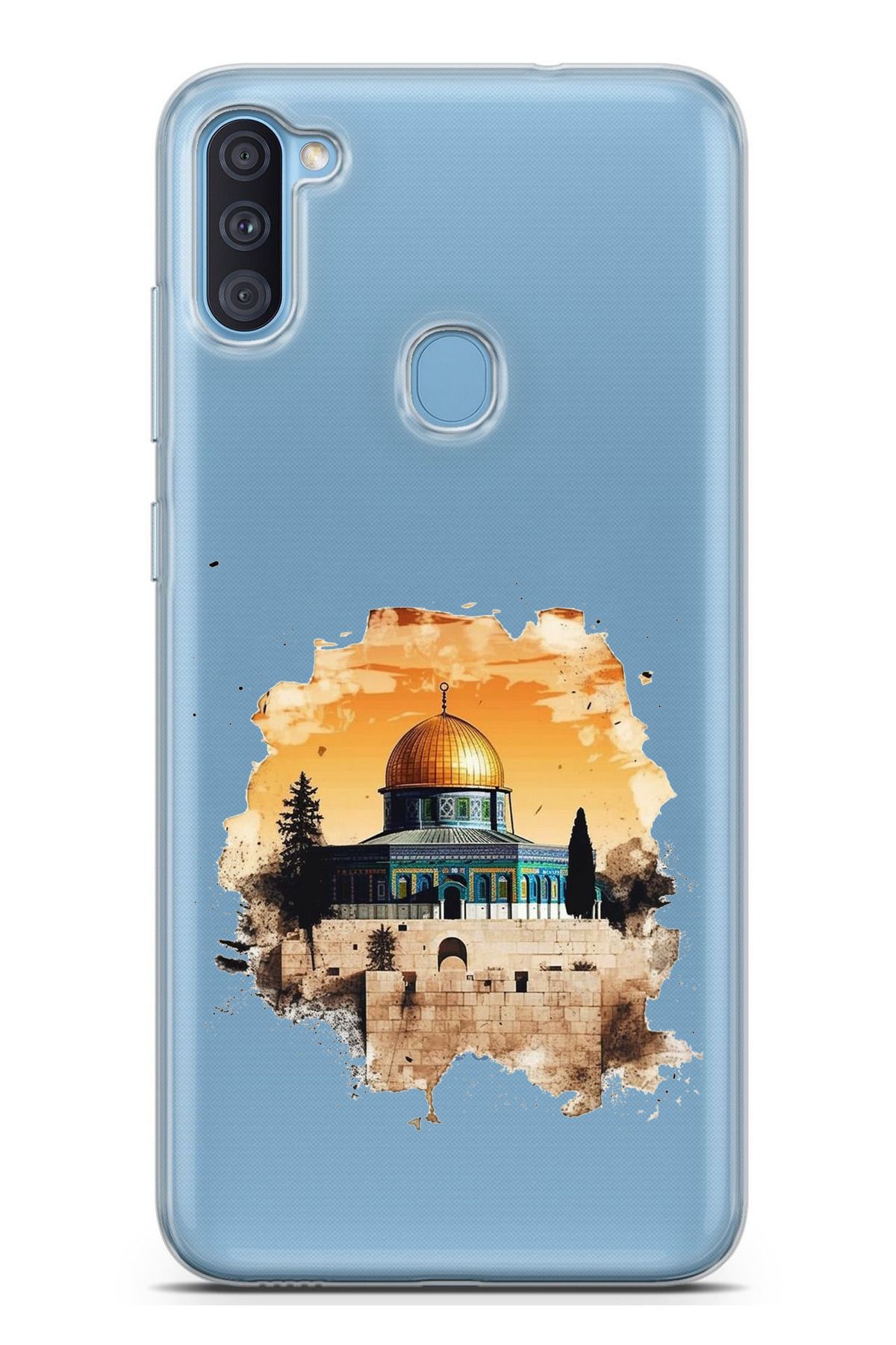 TechTree Galaxy A11 - M11 Uyumlu Mescid-i Aksa Tasarımlı Şeffaf Silikon Kılıf