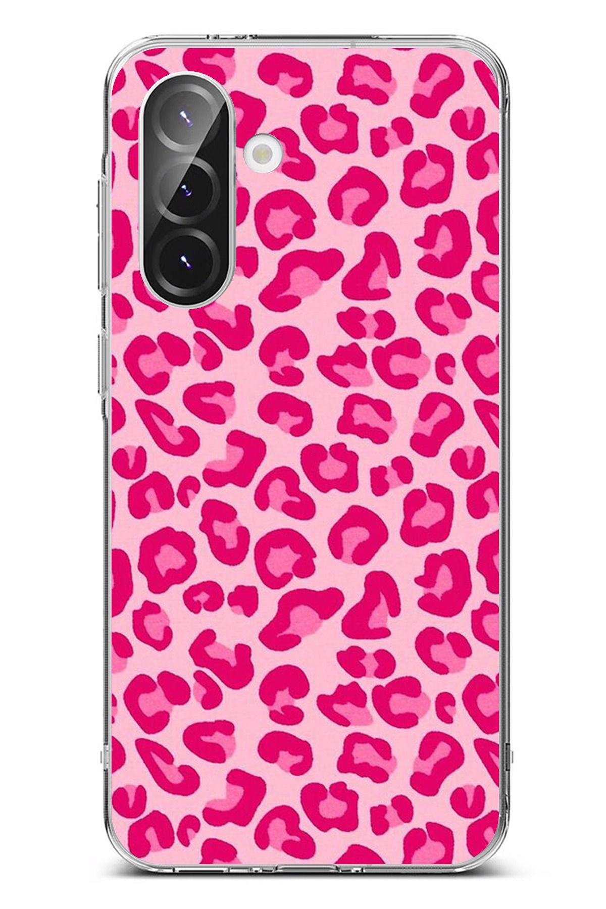 TechTree Galaxy A36 Uyumlu Pembe Leopar Tasarımlı Şeffaf Silikon Kılıf