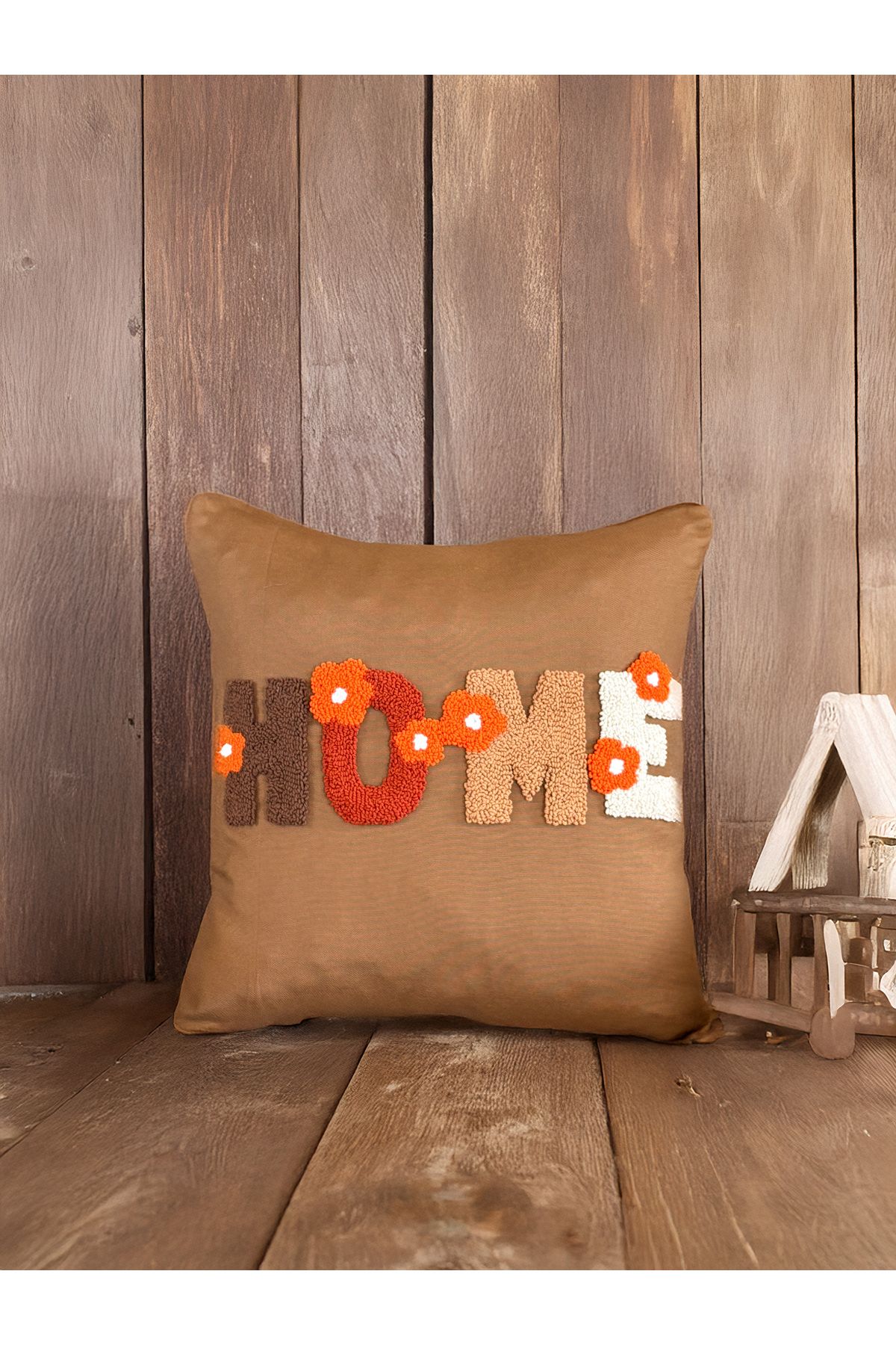 Medi Home Home Yazılı Motifli El Yapımı Panç Kırlent Kılıfı