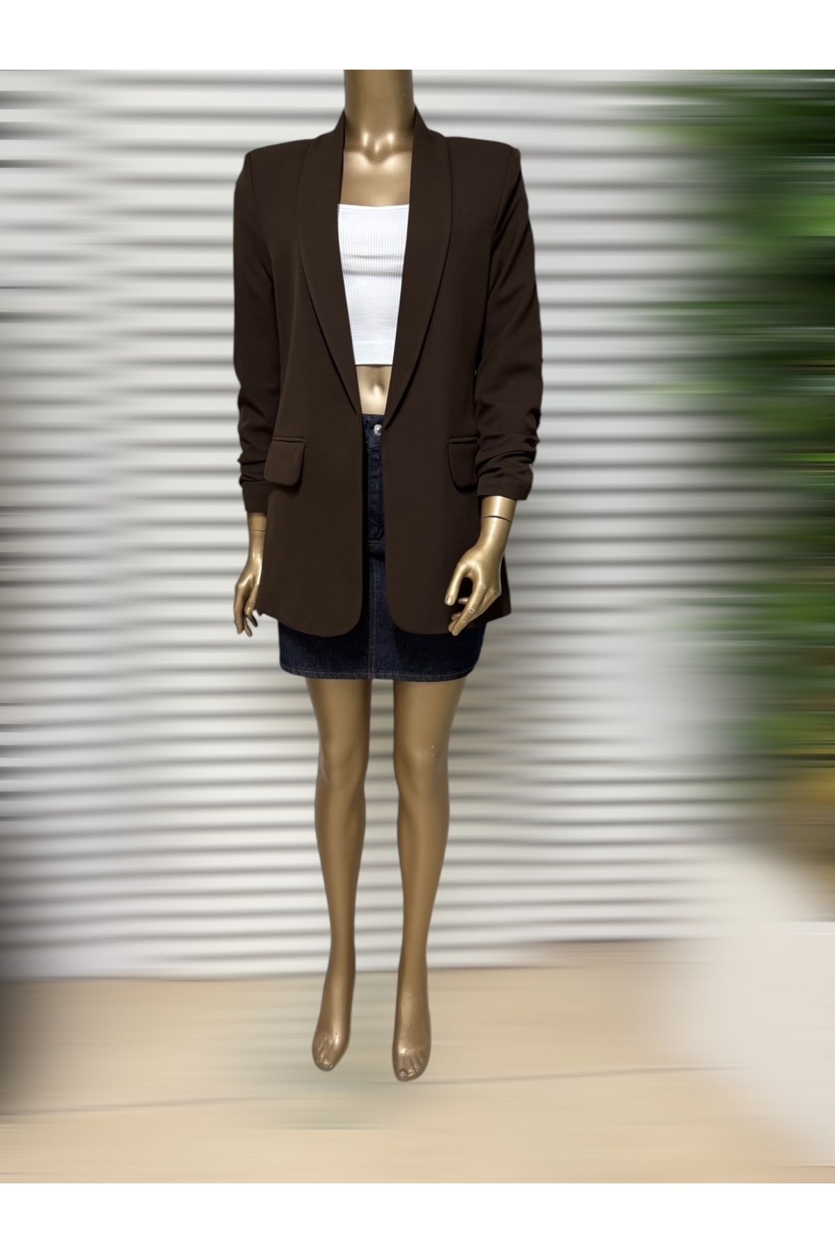 SEMİZ GİYİM Semiz Giyim Kolu Büzgülü Blazer Ceket