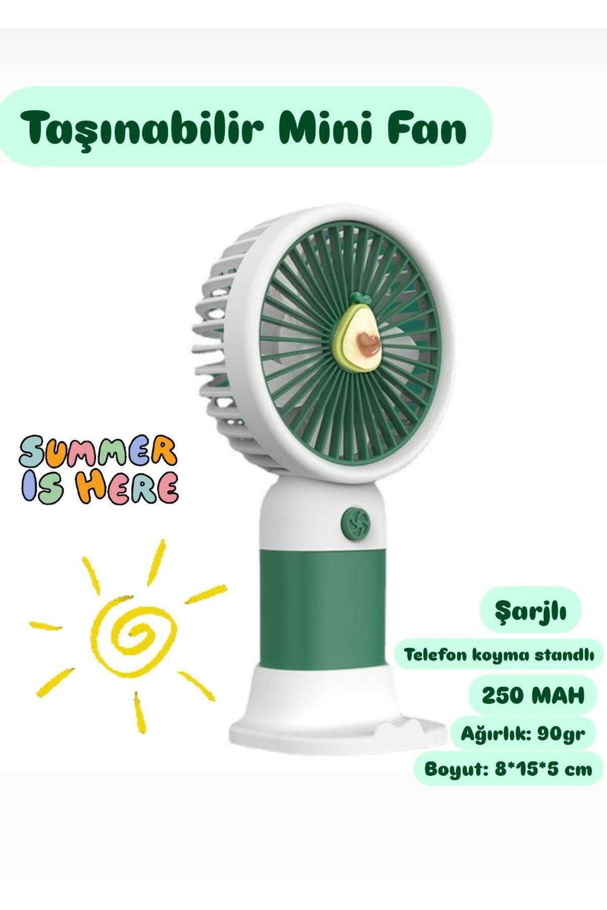 WASHA Taşınabilir Fan Soğutucu Mini Vantilatör Klima Güçlü Serinletici Şarjlı Masa Üstü Sessiz Standlı
