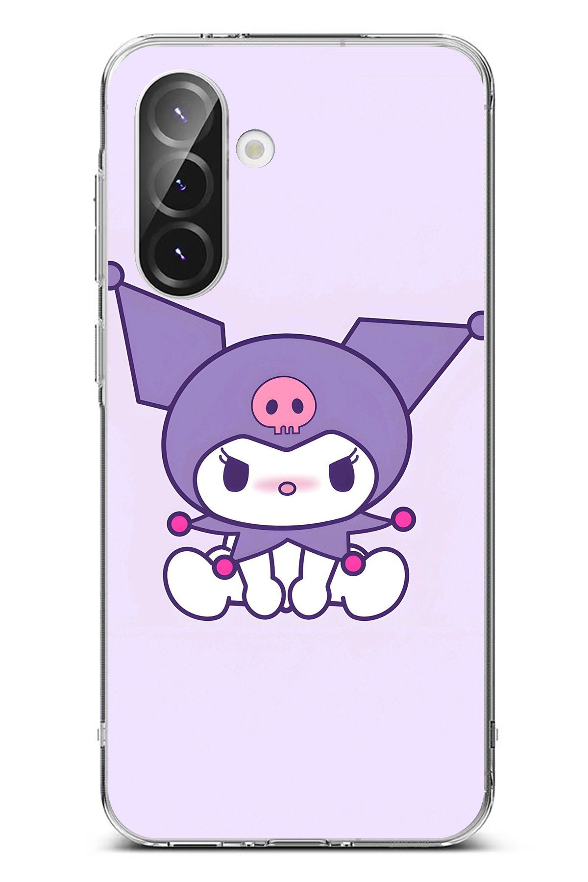 TechTree Galaxy A56 Uyumlu Oturan Kuromi Tasarımlı Şeffaf Silikon Kılıf