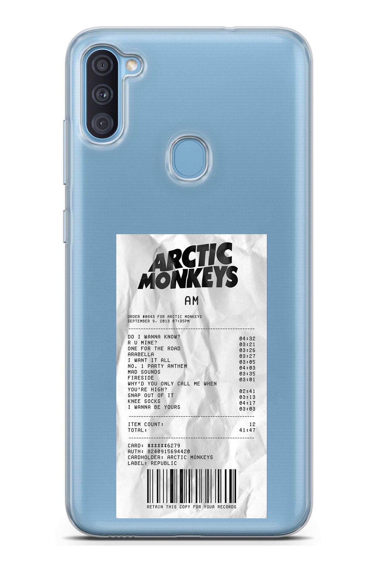 TechTree Galaxy A11 - M11 Uyumlu Arctic Monkeys Tasarımlı Şeffaf Silikon Kılıf