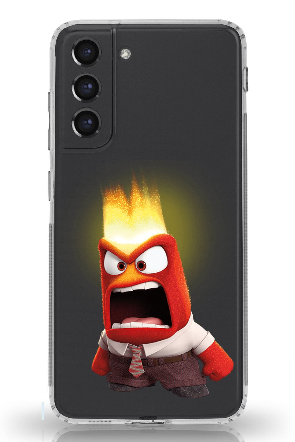 TechTree Galaxy S21 FE Uyumlu Ters Yüz Kızgın Anger Tasarımlı Şeffaf Silikon Kılıf