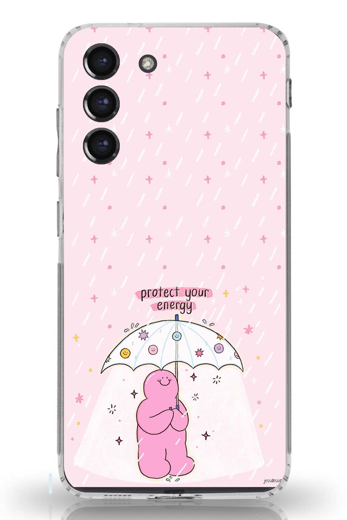 TechTree Galaxy S21 FE Uyumlu Protect Your Energy Tasarımlı Şeffaf Silikon Kılıf
