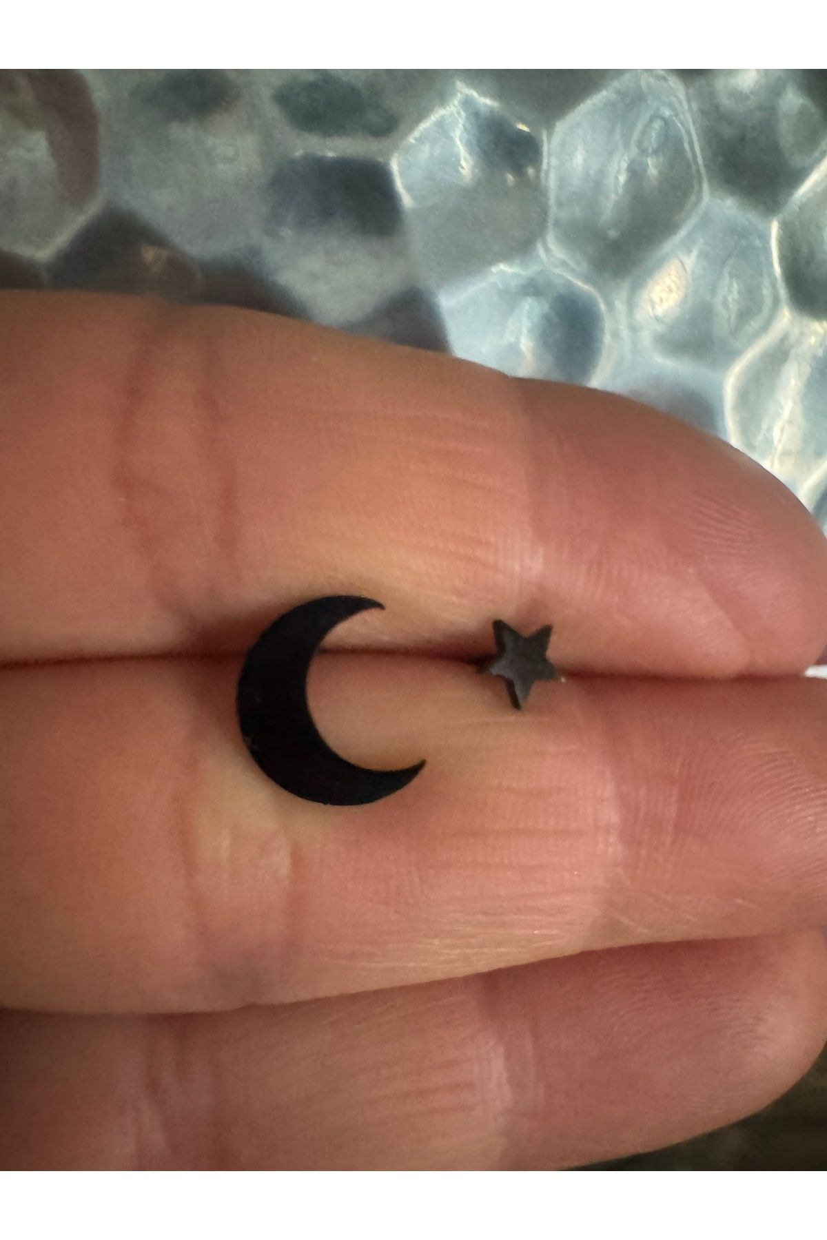Bylin Takı Cerrahi Çelik Siyah Ay&yıldız Piercing Set-2 adet