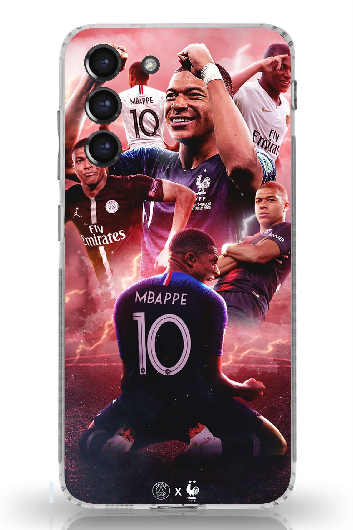 TechTree Galaxy S21 FE Uyumlu Mbappe Sevinçler Şeffaf Silikon Kılıf