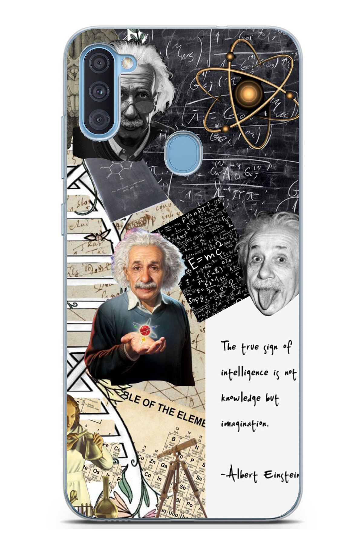 TechTree Galaxy A11 - M11 Uyumlu Albert Einstein Şeffaf Silikon Kılıf