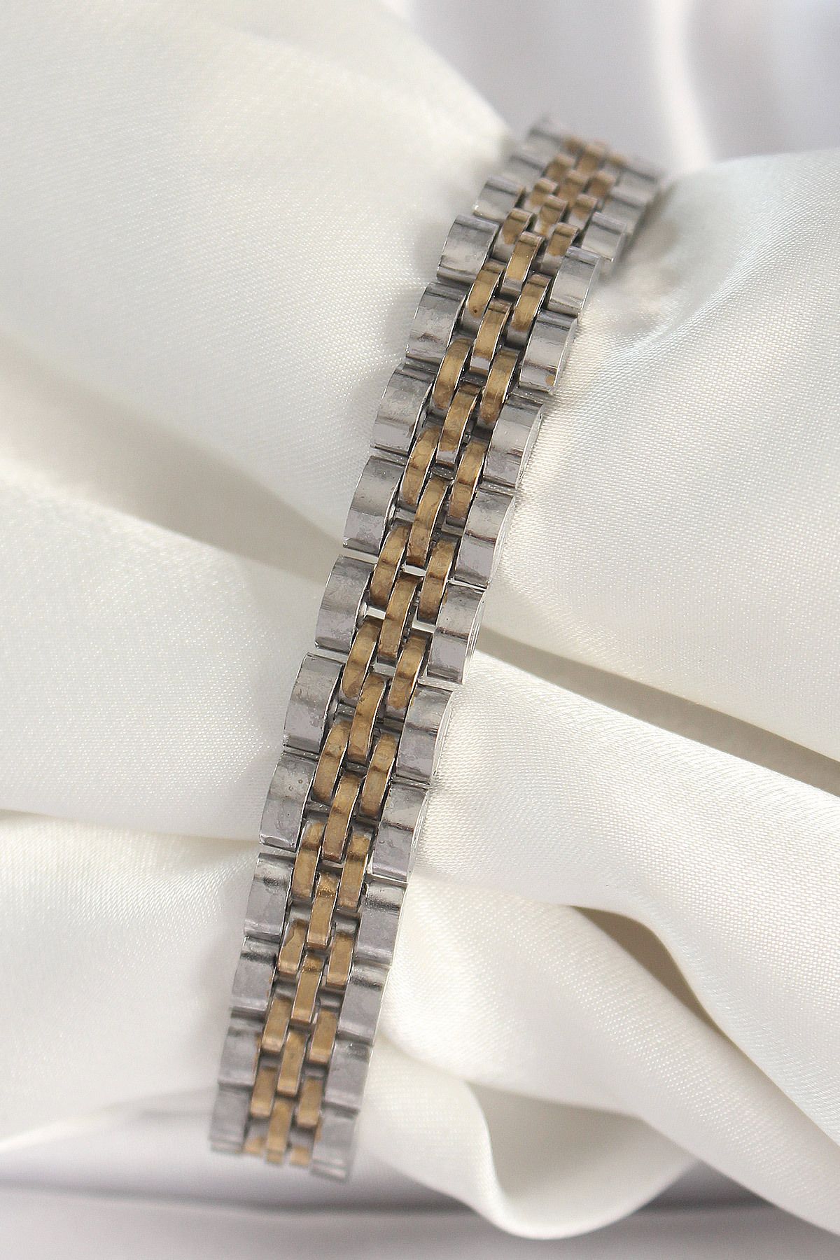STYLE OF CARMEN 316L Çelik Gold Gümüş Renk Zincir Model Erkek Bileklik