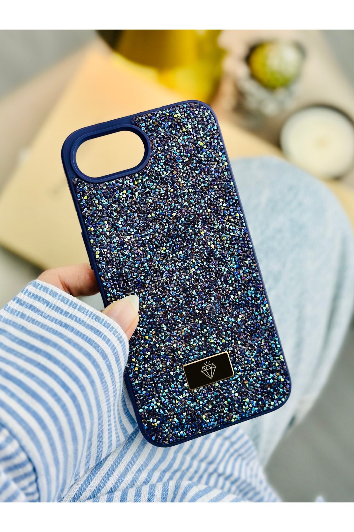 Go Aksesuar Iphone 16E Uyumlu ELMAS Tasarımlı Taşlı Işıltılı Parlak Pırlanta Silikon Kılıf