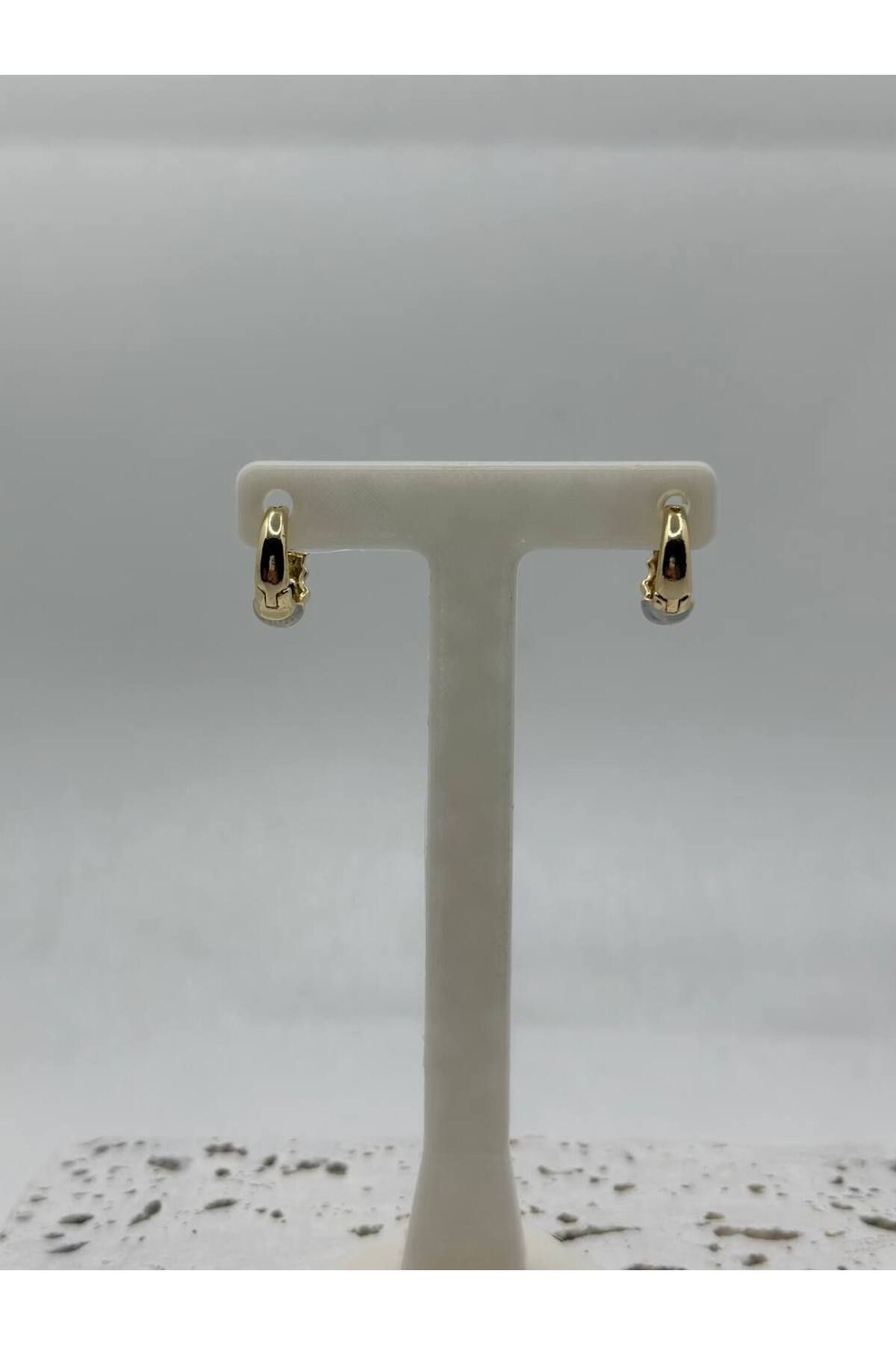 lysiaaccessory Gold Pembe-Lila Sedefli Minimal Küpe