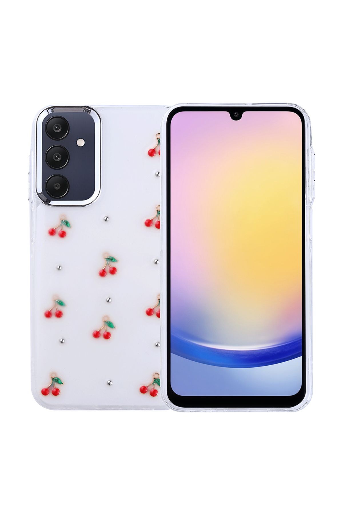 Rivor Samsung Galaxy A25 Uyumlu Kılıf Kamera Çıkıntılı Airbag Tasarımlı Simli Estetik Şeffaf Kapak