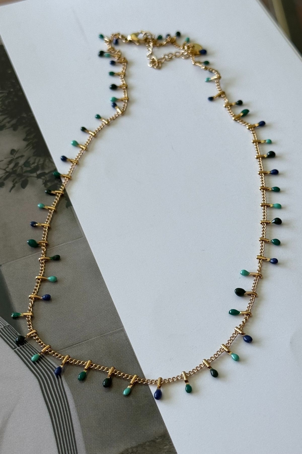 Trendy Butik Çelik Saks Mavisi Yaz Kolyesi