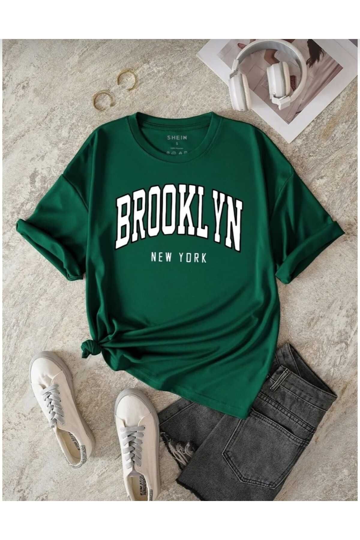 TekTarzz Unisex Brooklyn Baskı Tasarımlı Tshirt