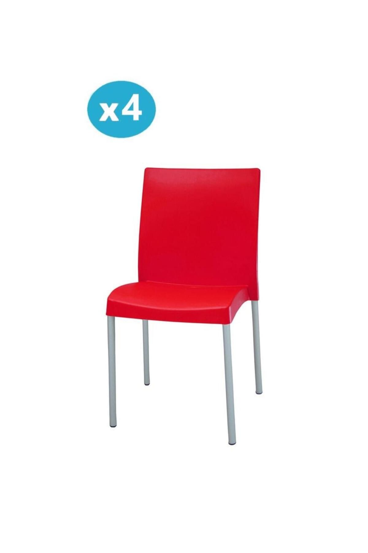 Omnipazar Mt-cf875 Vortice Plastik Bahçe Balkon Sandalye 4'lü Set