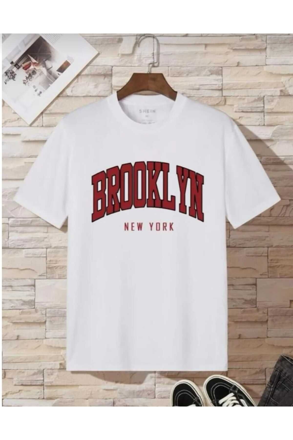 TekTarzz Unisex Brooklyn Baskı Tasarımlı Tshirt