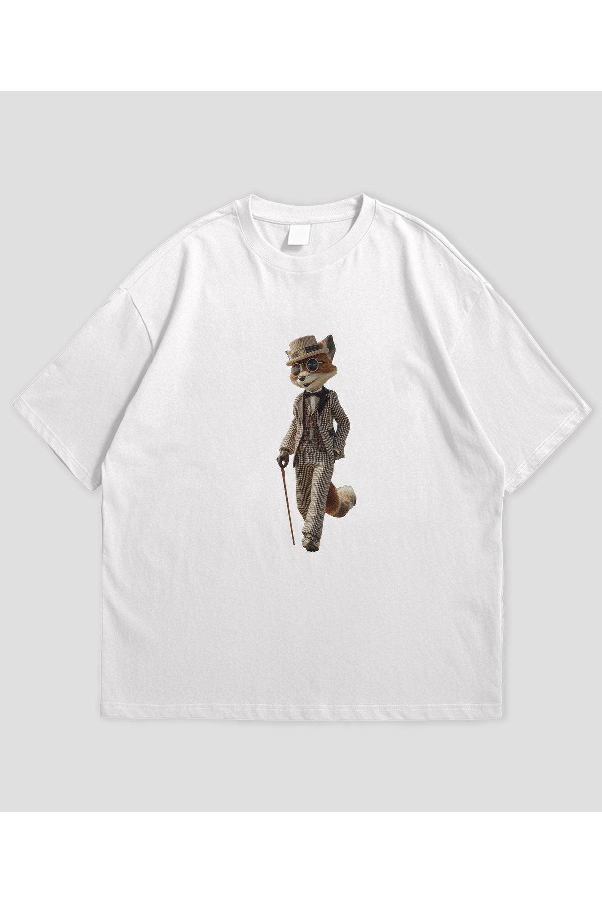SVART WEAR Gentlemen Fox Tasarımlı Unisex Oversize T-shirt