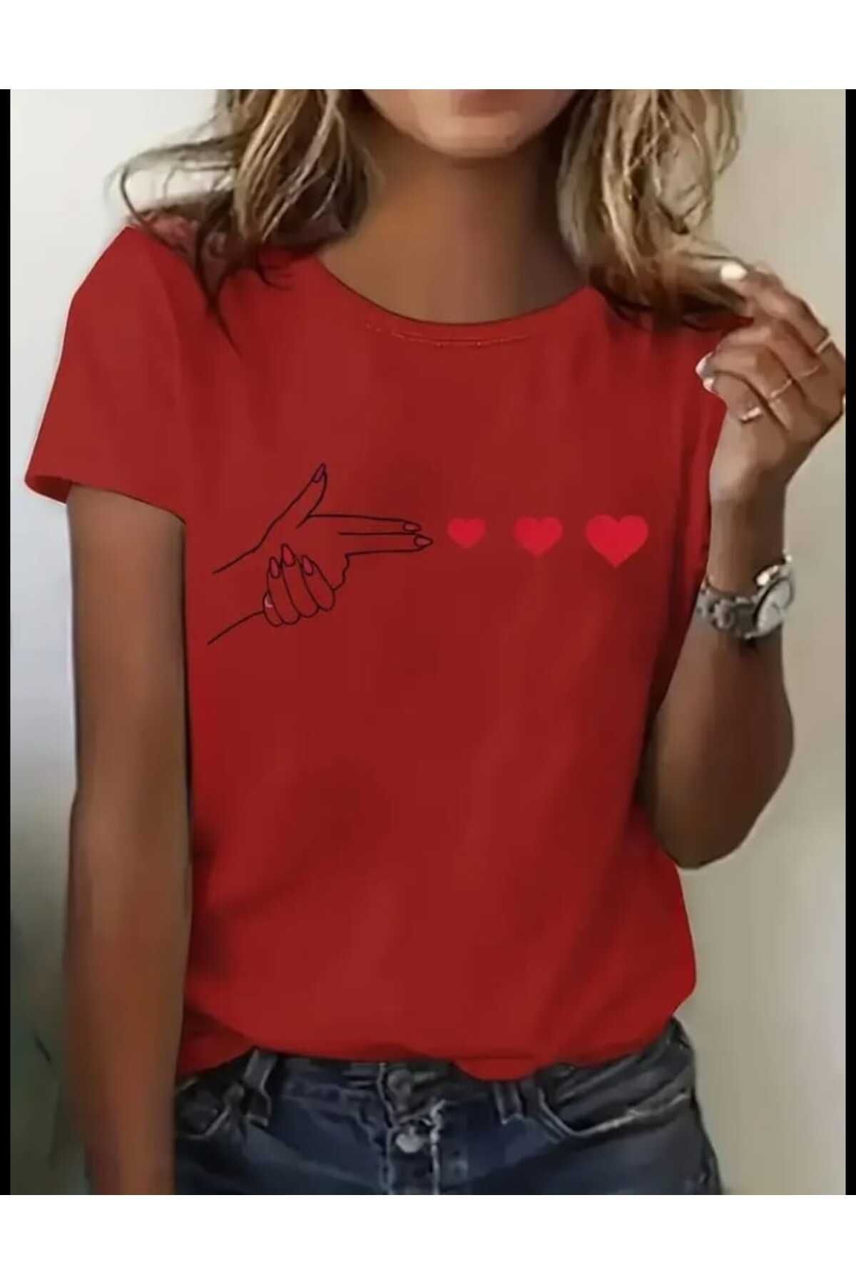 TekTarzz Unisex Kalp Atışı Baskı Tasarımlı Tshirt