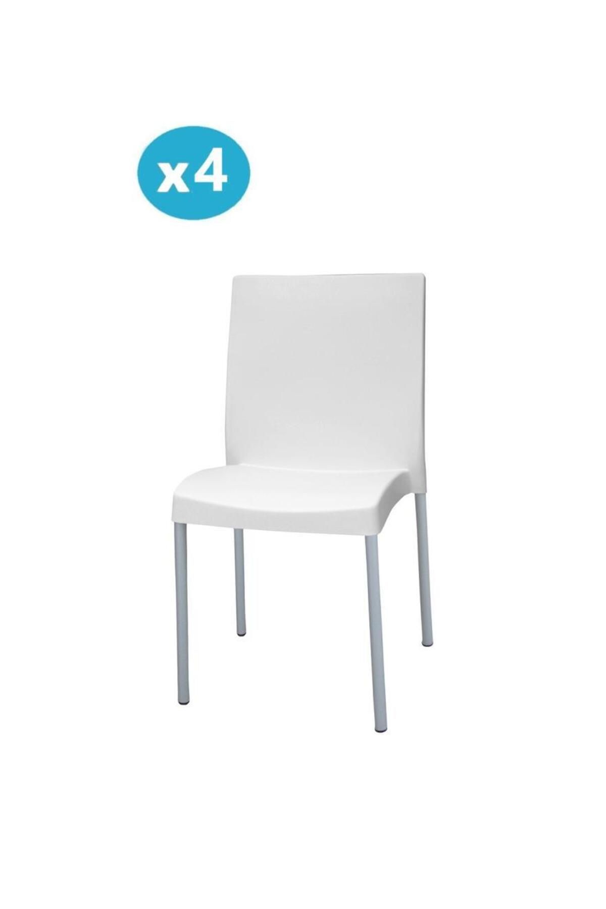 Omnipazar Mt-cf875 Vortice Plastik Bahçe Balkon Sandalye 4'lü Set