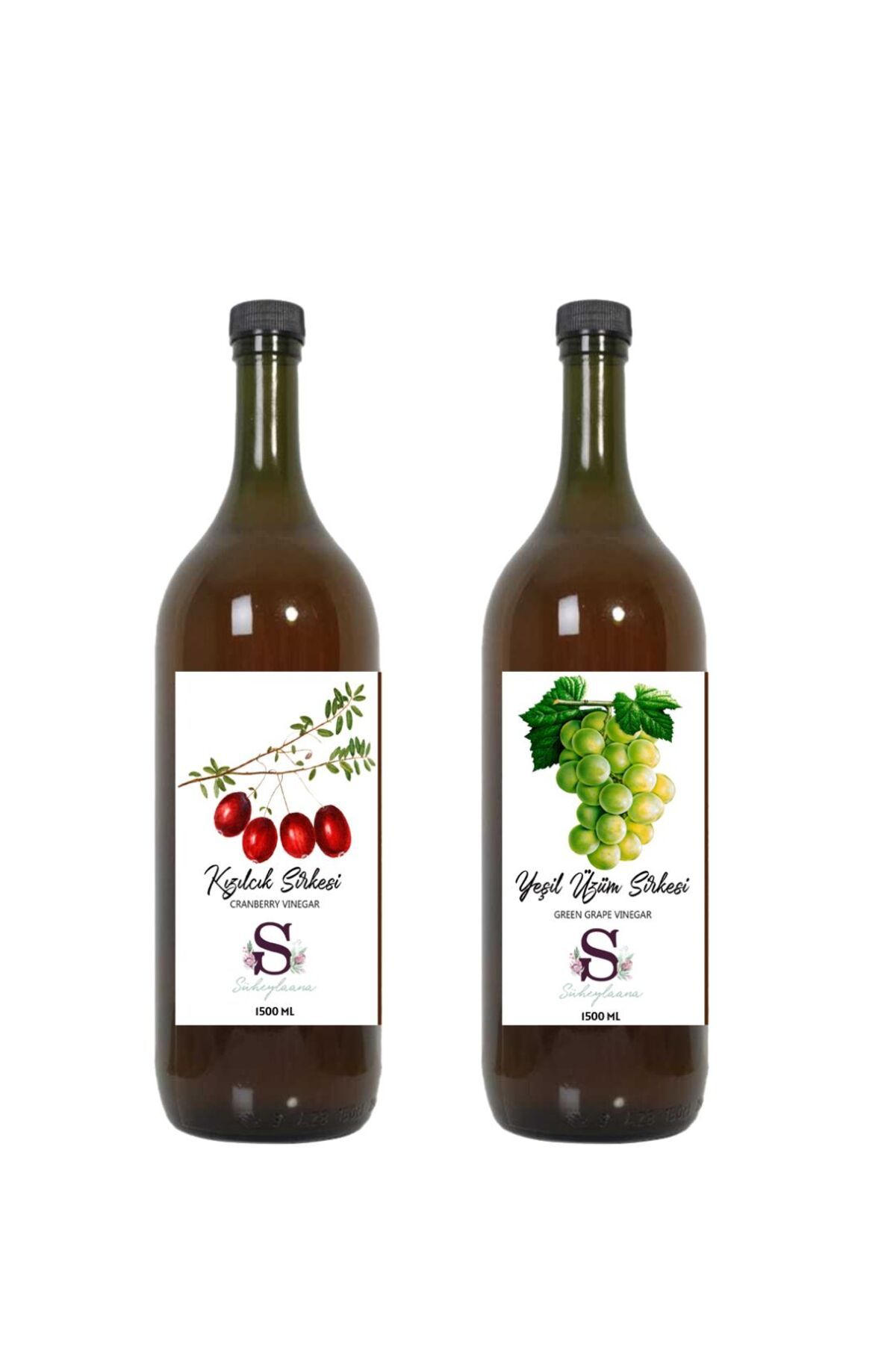 Süheylaana Doğal Kızılcık Sirkesi 1500 Ml - Doğal Yeşil Üzüm Sirkesi 1500 Ml